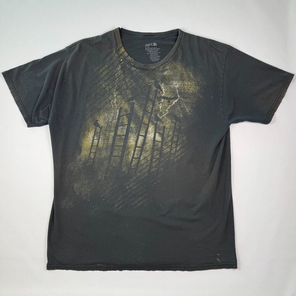 Vintage Y2K Apt 9 Ladders Crows Graphic T-Shirt XXL Black Grunge Tee
